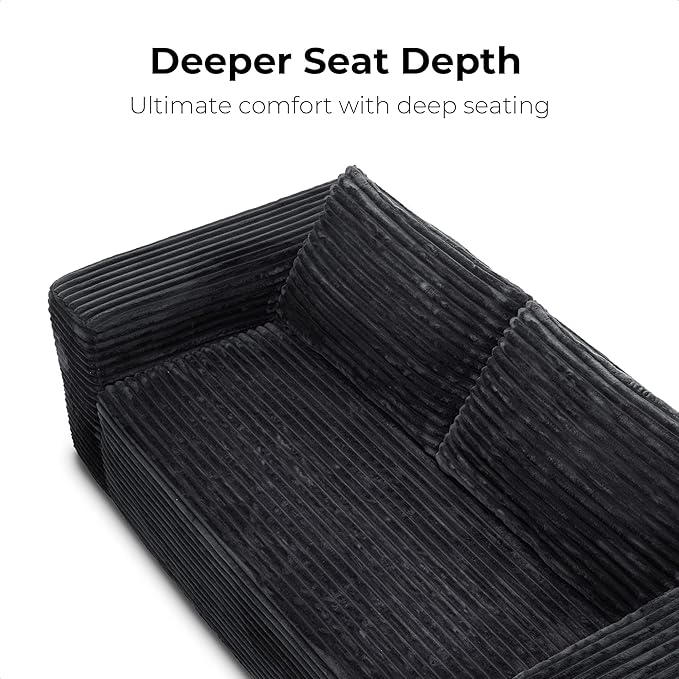 LIKIMIO 71" Cloud Loveseat Sofa in a Box, No Assembly Required Comfy Deep Seat, Modern Small Couch with Plush Fabric for Living Room, Bedroom, Apartment, Home Office, Black