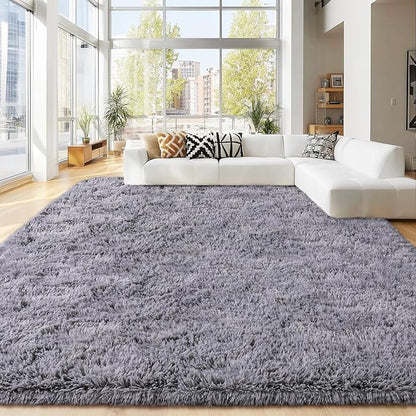 8x10 Area Rugs for Living Room Bedroom, Ultra Soft Fluffy Grey Large Rug Carpet for Bedroom, Upgrade Non-Slip Fuzzy Shag Plush Rugs for Nursery Boys Girls Kids Room Modern Indoor Home Decor
