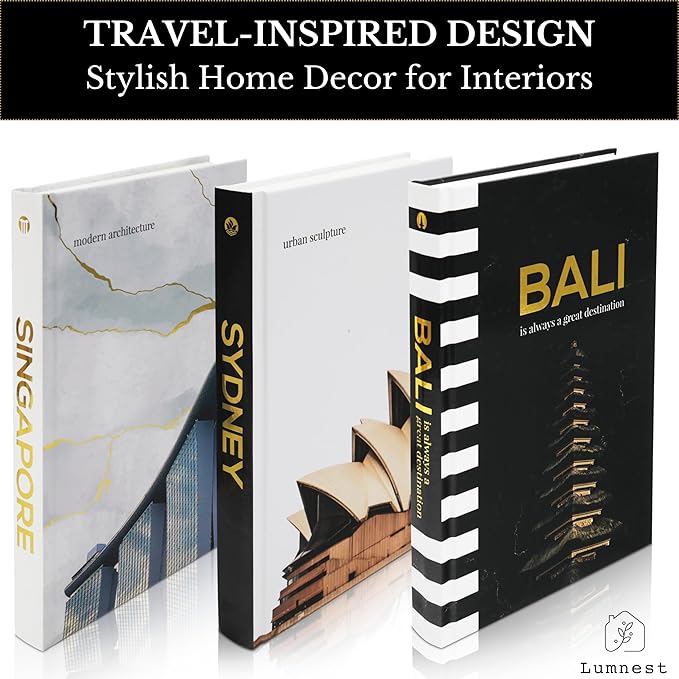 Decorative Books for Home Decor - Black and Gold Foiled Decor Books for Coffee Table - Decorative Hardcover Display Faux Books for Bookshelf – Fashion Designer Books Decor Set of 3