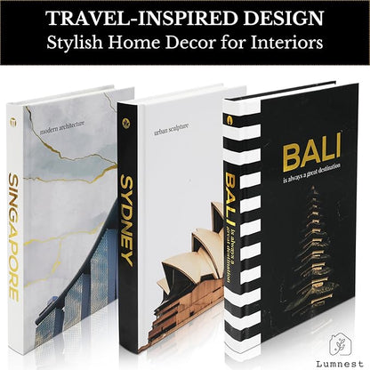Decorative Books for Home Decor - Black and Gold Foiled Decor Books for Coffee Table - Decorative Hardcover Display Faux Books for Bookshelf – Fashion Designer Books Decor Set of 3