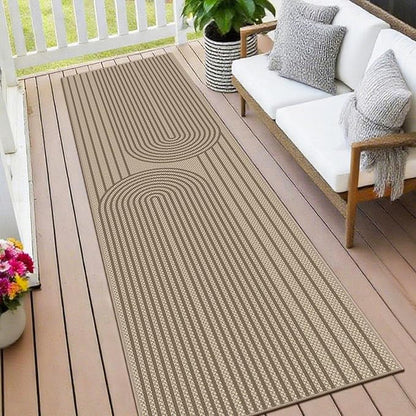 Easy Jute Hallway Runner Rug, 2' x 8' Kitchen Runner, Brown Farmhouse Ultra-Thin Washable Non-Slip Carpet Runner for Laundry, Bedroom, Backyard, Outdoor, Home Decor