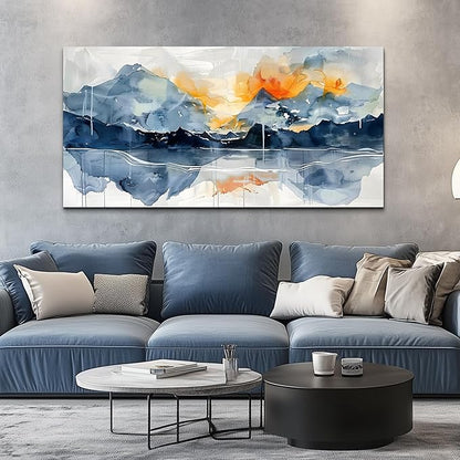 KELIYUAN Large Wall Decor For Bedroom Canvas Wall Art For Living Room Office Decoration Mountain Landscapes Wall Paintings Abstract Watercolour Pictures Artwork Modern Home Decor Ready To Hang
