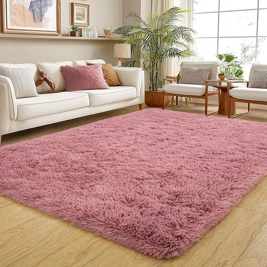 Area Rug for Living Room 6x9, Ultra Soft Shaggy Area Rugs for Bedroom, Upgrade Non-Slip Plush Fuzzy Carpet for Bedroom Girls Boys Room Home Nursery Teens Modern Indoor Home Dorm Decor,Pimk