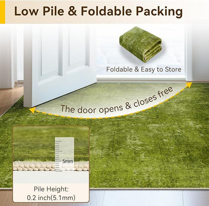 RELEANY Washable Area Rugs 8'x10' Non-Slip Modern Abstract Soft for Living Room Entryway Bedroom Nursery, Print Pattern, Grass Green