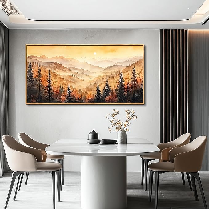 FUHAIHUA Large Wood Framed Wall Decor For Living Room Canvas Wall Art For Office Modern Wall Decorations For Bedroom Forest Landscape Painting Farmhouse Pictures Artwork Room Home Decor 24x48 In