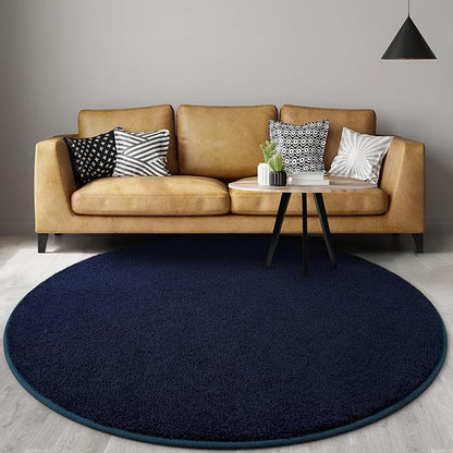 Gifeas Ultra Soft Round Area Rugs for Living Room Bedroom, 4x4 Feet Navy Blue Thickened Memory Foam Modern Indoor Circle Carpets, Non-Slip Comfy Circular Rug for Boys Girls Nursery Room Home Decor