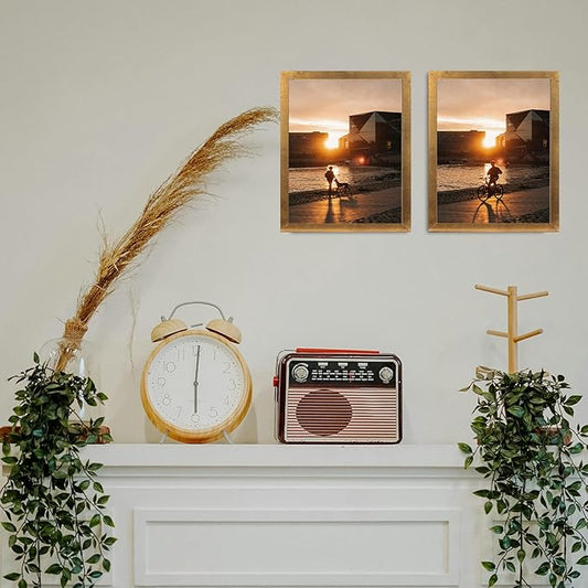 12x16 Picture Frame Gold 3 Pack, Poster Frames 12 x 16 without Mat for Wall, Horizontal or Vertical Wall Mounting