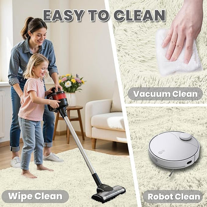 4x6 Area Rugs for Living Room Rug: Soft Fluffy Shag Cream White Rugs for Bedroom, Non-Slip Large Fuzzy Plush Rug Indoor Floor Carpet for Nursery Kids Boys Girl Room, Dorms, Playroom, Modern Home Decor