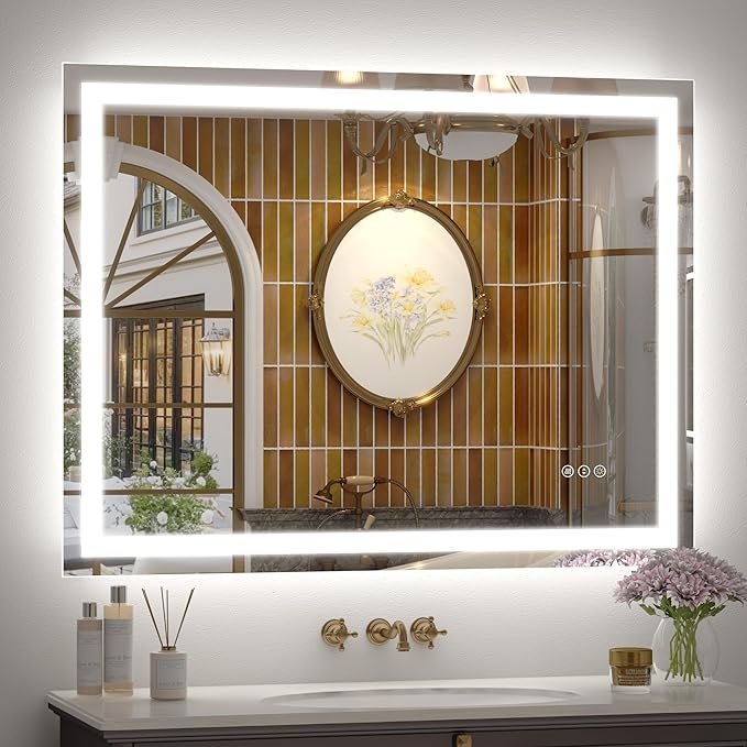 40x30 Inch LED Bathroom Mirror for Wall, Lighted Bathroom Vanity Mirror with Lights, Dimmable, Anti-Fog, Shatter-Proof, ETL Listed (Front Lights + Backlit)