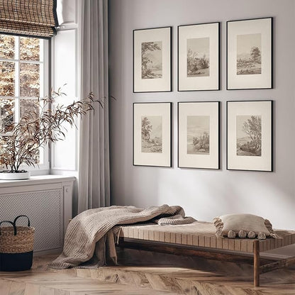 Joocrise Neutral Wall Art Decor Set of 6 Vintage Canvas Wall Art Rustic Farmhouse Wall Art Botanical Prints Country Pictures Neutral Vintage Artwork for Living Room Bedroom 12x16 Inch Unframed