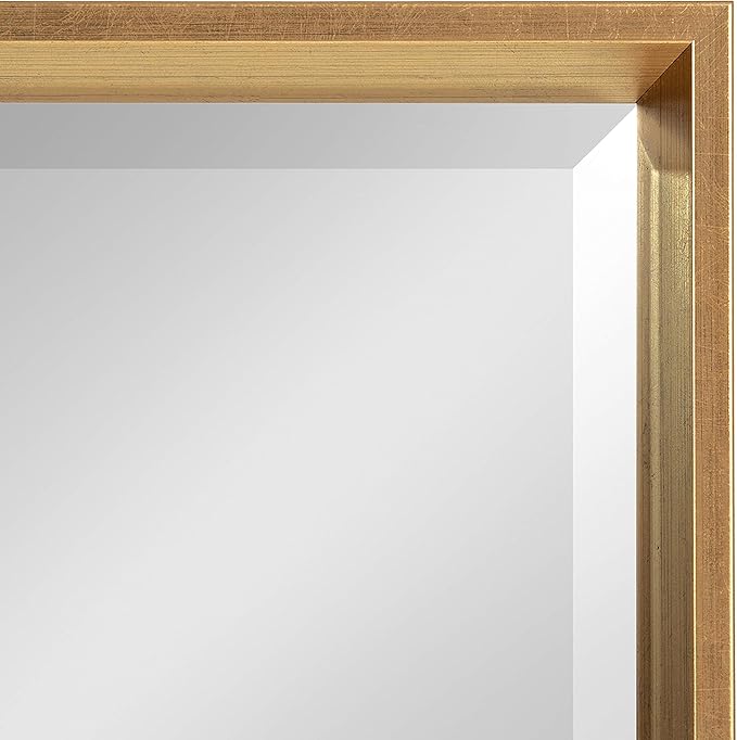Kate and Laurel Calter Modern Framed Full Length Beveled Wall Mirror, 17.5x49.5 Gold