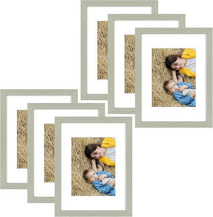 Golden State Art, 9x12 Picture Frame Set of 6 - Matted to 6x8 Photo - Engineered Wood Gallery Frame Set - Wall Mounting or Tabletop Display (White,6 Pack)
