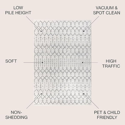 JONATHAN Y Boho Vintage Diamond Cream/Gray Indoor Area Rug 4X6 ft, Moroccan Hype for Living Room, Bedroom, Kitchen, Office, Easy-Cleaning, High Traffic, Pet-Friendly, Non-Shedding (MOH101B-4)