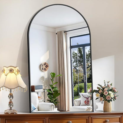 CIRCUMI Arched Wall Mirror, 30"x50" Black Arched Mirror with Tempered Glass, Metal Frame, Large Size for Bathroom, Living Room,Entryway,Over Sink, Arch Mirror for Decor,Shatterproof&Crystal-Clear