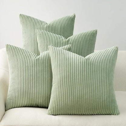 Topfinel 20x20 inch Decorative Sage Green Throw Pillow Covers, Cushion Cases Set of 4 Soft Velvet Modern Double-Sided Designs, Mix and Match for Home Decor, Pillow Inserts Not Included