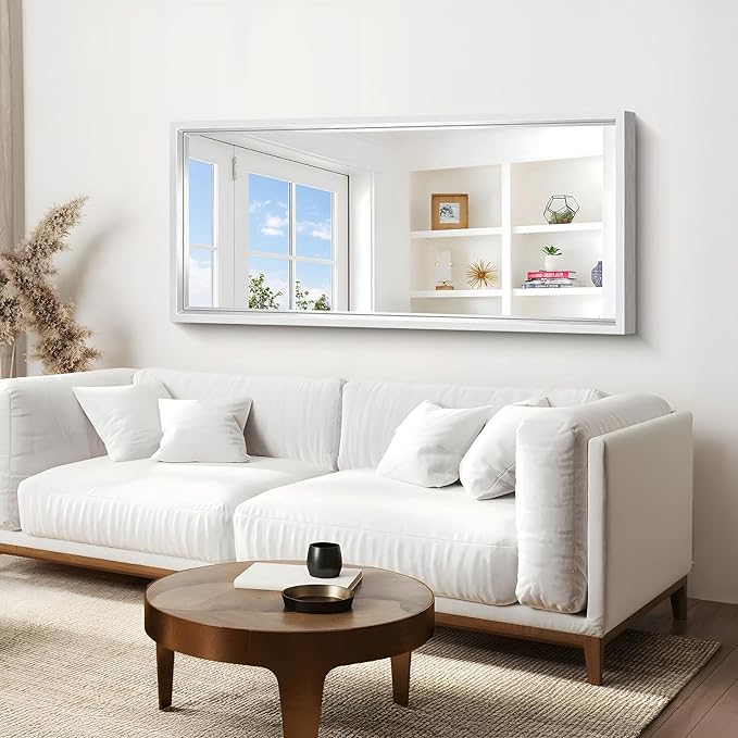 60"x28" Brushed Silver Bathroom Mirror, Large Rectangular Mirror for Wall, 0.6" Thickened Deep Frame Mirrors for Bathroom Sink, Shatterproof Tempered Glass, Antirust, Horizontally or Vertically
