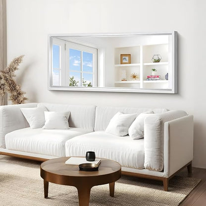 60"x28" Brushed Silver Bathroom Mirror, Large Rectangular Mirror for Wall, 0.6" Thickened Deep Frame Mirrors for Bathroom Sink, Shatterproof Tempered Glass, Antirust, Horizontally or Vertically