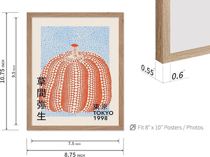 Poster Master Vintage Poster - Pumpkin Forever Print - Tokyo Art - Infinity Dots Art - Chic Gift for Men, Women - Perfect Decor for Living Room, Bedroom, Office, 8x10 Beige Framed
