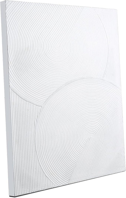 Zessonic White Boho Abstract Wall Art - 3D Minimalist Line Hand Painting for Boho Decor, 28" x 40" Artwork for Living Room, Bedroom, Home Office