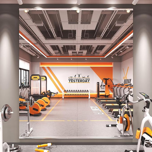 Amorho 84''x32''(Each)-2PCS Gym Mirror, Tempered Glass Frameless Full Body Mirror for Home Gym, Yoga Studios, Dance Rooms, Garage Gyms.