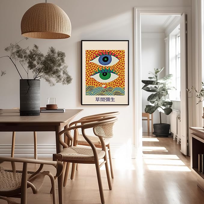 Poster Master Vintage Poster - Retro Pop Art Print - Gift for Artist, Friend - Two Eyes, Japanese, Dots, Modern, Abstract - Wall Decor for Living Room, Office, 18x24 Unframed Wall Art