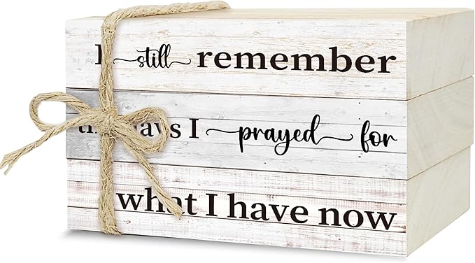 Decorative Books For Home Decor, Wood Book Stack For Table Decor, I Still Remember The Days I Prayed Decor Books For Living Room Bookshelf Office Coffee Bar, Farmhouse Stacked Books Decor (L05)