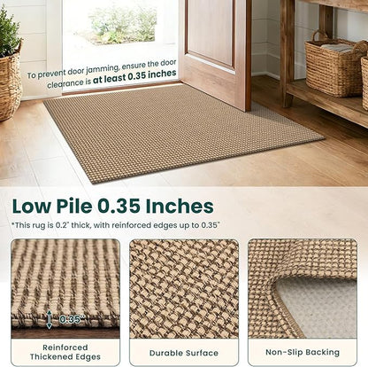 KOZYFLY Runners for Hallways 3x8 ft Washable Kitchen Runner Non Slip Rubber Backed Hall Runners Cotton Entryway Runner Rugs for Indoor Backdoor Bedroom Kitchen, Orange Beige/Tan/Brown