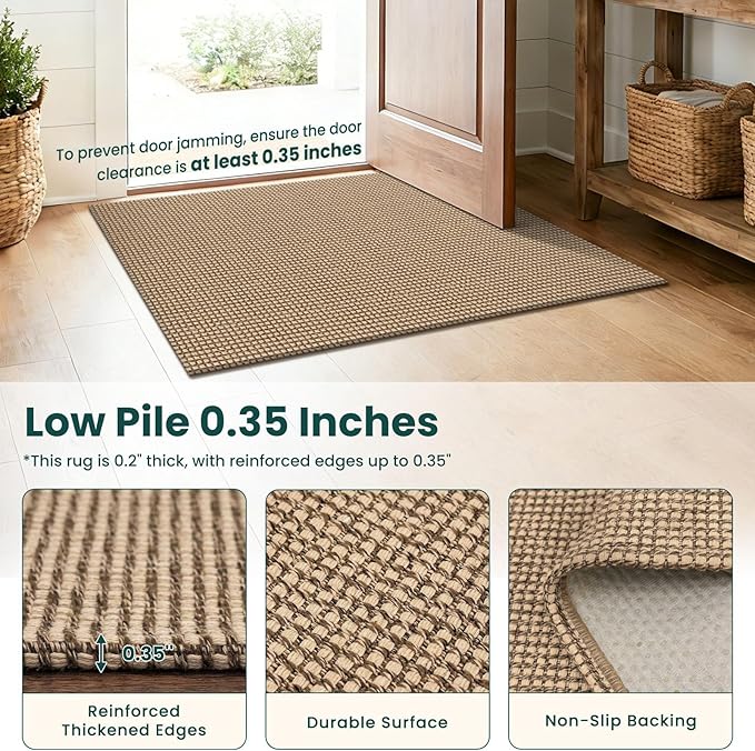 KOZYFLY Boho 2.5'x20' Runners Rugs for Hallway, Extra Long Washable Runner Rug, Woven Non Slip Kitchen Runner, Cotton Entryway Rug, Floor Carpet for Entry, Aisle, Hall, Orange Beige/Tan/Brown
