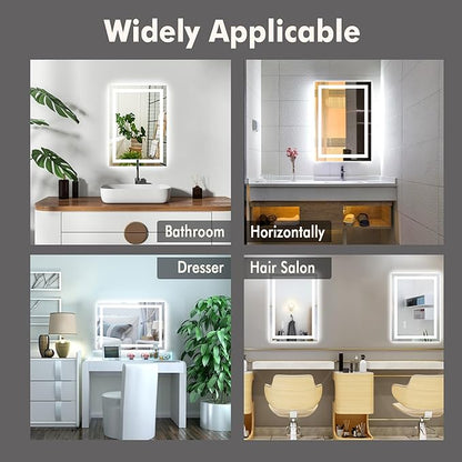 GarveeHome 30 in x 22 in Led Bathroom Mirror with Front and Backlit, Stepless Dimmabl, Anti-Fog, Shatter-Proof, Memory, Wall Mounted Lighted Vanity Mirror(Horizontal/Vertical)