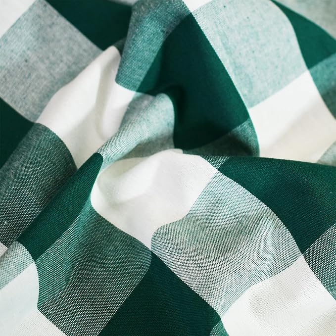 3 Pieces Tier Curtains and Valance Set Buffalo Check Kitchen Tiers Plaid Gingham Grommet Top Classic Short Small Cafe Curtains Country Farmhouse Cafe Bathroom 54"x18"/32"x30" Dark Green & White
