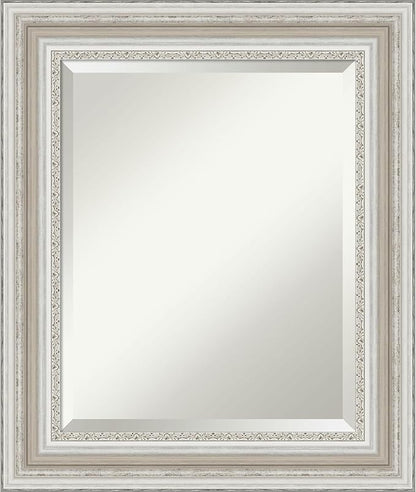 Amanti Art Silver Bathroom Mirror for Over Sink, 26x22 Parlor Silver Rectangle Vanity Mirror, Small Traditional Frame, Hangs Horizonally and Vertically, Bathroom Wall Decor, Beveled Edge