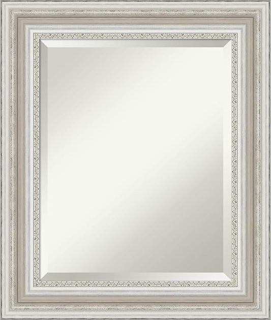 Amanti Art Silver Bathroom Mirror for Over Sink, 26x22 Parlor Silver Rectangle Vanity Mirror, Small Traditional Frame, Hangs Horizonally and Vertically, Bathroom Wall Decor, Beveled Edge