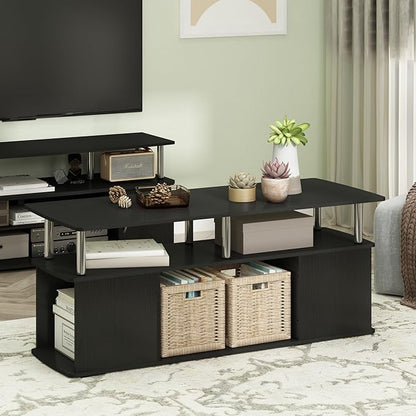 Furinno Jaya TV Stand, Entertainment Center, TV Console for TV up to 50 Inch with Open Shelves, for Living Room, Bedroom, Dark Americano