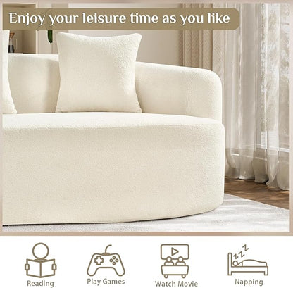131" Oversized Sectional Sofa for Living Room, Modern Luxury Plush Chenille 4-Seater Extra Deep & Wide Seat Curved Cloud Couch with 4 Throw Pillows, No Assembly Needed, Cream White