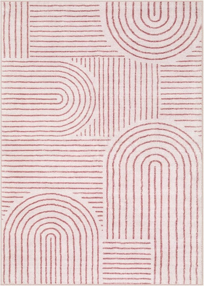 Lahome Abstract Washable Rugs 5x7, Soft Pink Rugs for Living Room Bedroom Girls, Ultra-Thin Non-Shedding Modern Throw Large Carpet for Dining Room Office Darrell(5'x7',Pink)