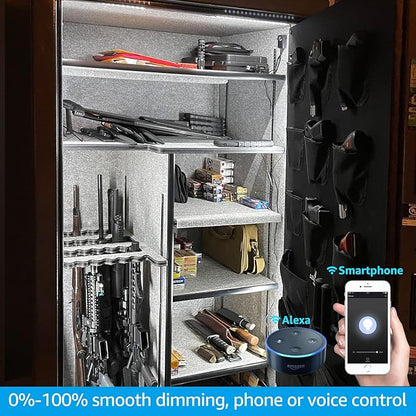 TORCHSTAR Voice Control Smart LED Safe Lighting Kit, (4) 12 Inch Dimmable Linkable Light Bars, Compatible with Alexa&Rocker Switch, 100-240V UL Power Adapter 900LM for Under Cabinet, 5000K Daylight