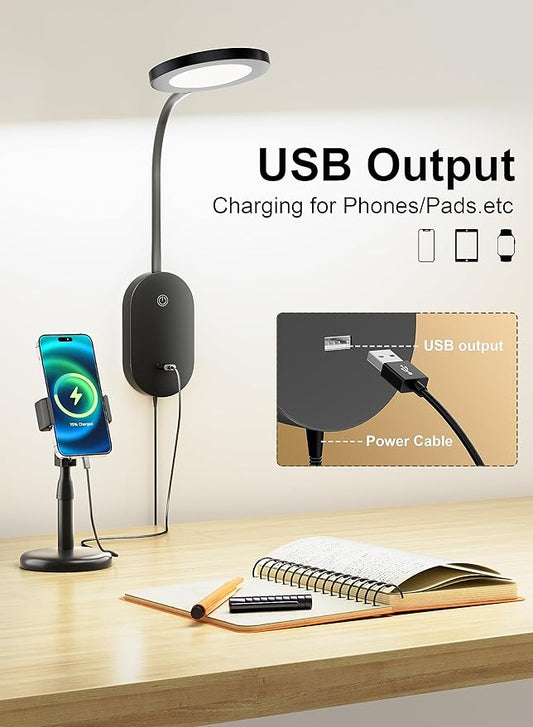 deeloop LED Wall Mounted Reading Light for Bed, Book Light for Wall Bedside Lamp with USB Output, 4 Hour Auto-Off Timer Lights，Eye-Caring Reading Lamp with 5 Dimmable 360° Rotation Headboard Light