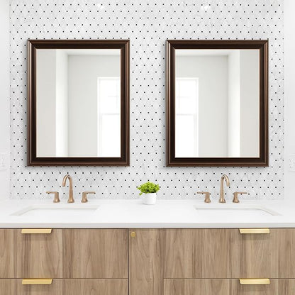 Kate and Laurel Galiano Traditional Framed Rectangle Bathroom Vanity Mirror, 27 x 33, Bronze, Classic Rectangular Bathroom Mirror for Over Sink or for Use as Entryway or Living Room Decor