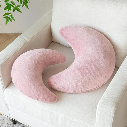 Moon Pillow, Decorative Throw Pillows with Soft Faux Rabbit for Bed Couch, Moon Shaped Pillows Plush Floor Cushions Room Decor Pillow for Sofa Bedroom Living Room