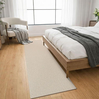 KOZYFLY Runners for Hallways 2x8 ft Washable Kitchen Runner Non Slip Rubber Backed Hall Runners Cotton Entryway Runner Rugs for Indoor Backdoor Bedroom Kitchen, Ivory/Camel/Brown