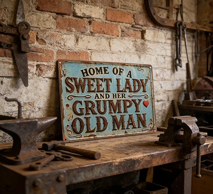 Vintage patio Metal Signs Sweet Lady Grumpy Old Man Tin Sign Vintage Farmhouse Metal Sign Decor Retro Rusticfor Tin Signs Farmhouse Home Kitchen Farm Garden 8x12inch