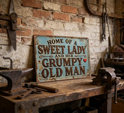 Vintage patio Metal Signs Sweet Lady Grumpy Old Man Tin Sign Vintage Farmhouse Metal Sign Decor Retro Rusticfor Tin Signs Farmhouse Home Kitchen Farm Garden 8x12inch