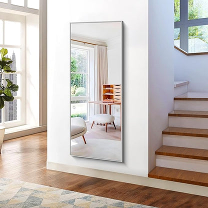 KOCUUY Large Silver Mirror, 60"x24" Rectangle Bathroom Mirror for Wall, HD Tempered Glass, Anti-Rust Frame, Modern Design for Bathroom, Bedroom, Living Room, Entryway