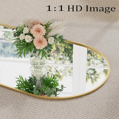 76''x34'' Arched Floor Mirror, Full Length Body Mirror with Stand, Modern & Contemporary Design, Aluminum Alloy Frame (Gold)