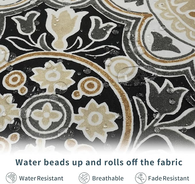 DYTXIII Pack of 2 Outdoor Waterproof Lumbar Pillow Covers ONLY, 12x20 Rectangle Decorative Double Printed Pillow Cases for Patio Couch Porch Furniture - Vintage Medallion