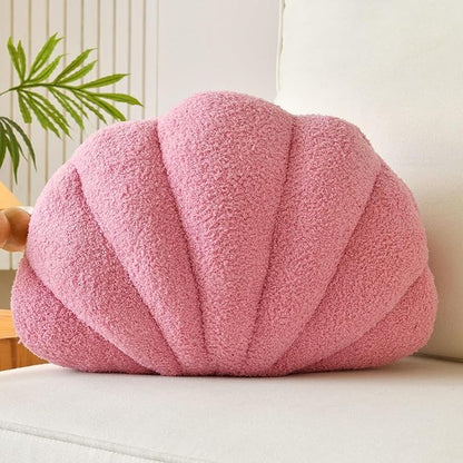 Lfsaaj Pink Seashell Throw Pillows, Shell Shaped Throw Pillows, 13 Inch Soft Home Decorative Pillow Plush Cushion for Bed Couch Living Sofa Room Decor Accent Throw Pillow (Dusty Pink, Large-18Inch)