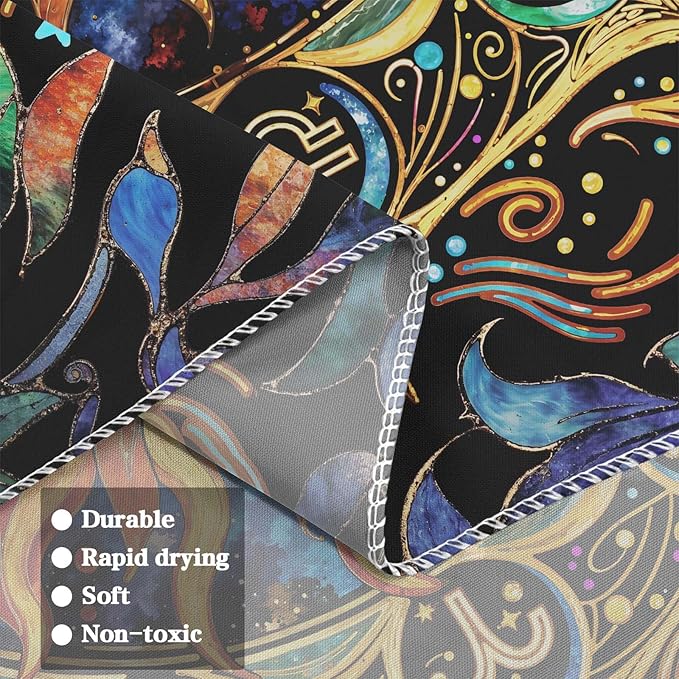 Neasow Mystic Hippie Sun Tapestry, Twelve Constellation Aesthetic Astrology Wall Art, Boho Stained Glass Floral for Living Room Bedroom Home Decor, 44x60 inches