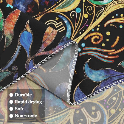 Neasow Mystic Hippie Sun Tapestry, Twelve Constellation Aesthetic Astrology Wall Art, Boho Stained Glass Floral for Living Room Bedroom Home Decor, 44x60 inches