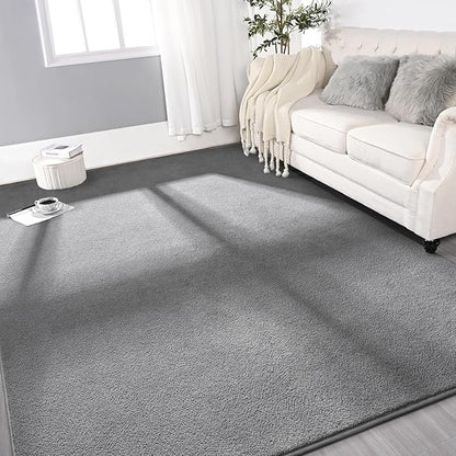Gifeas Large Ultra Soft Modern Area Rugs for Living Room Bedroom, 4x6 Feet Grey Thickened Memory Foam Indoor Solid Minimalist Carpets, Non-Slip Comfy Rug for Boys Girls Nursery Room Home Decor
