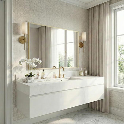 30" x 48" Gold Wall Mirror, 48" x 30" Large Metal Framed Accent Mirror, Horizontal Decor for Dining Room & Bathroom Vanity